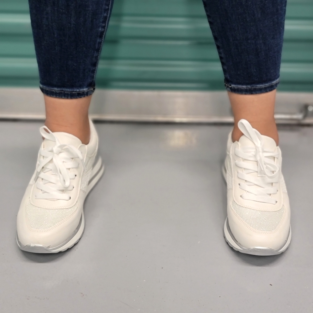 Sports Women's Lace-up White Sneakers - Picture 4 of 5